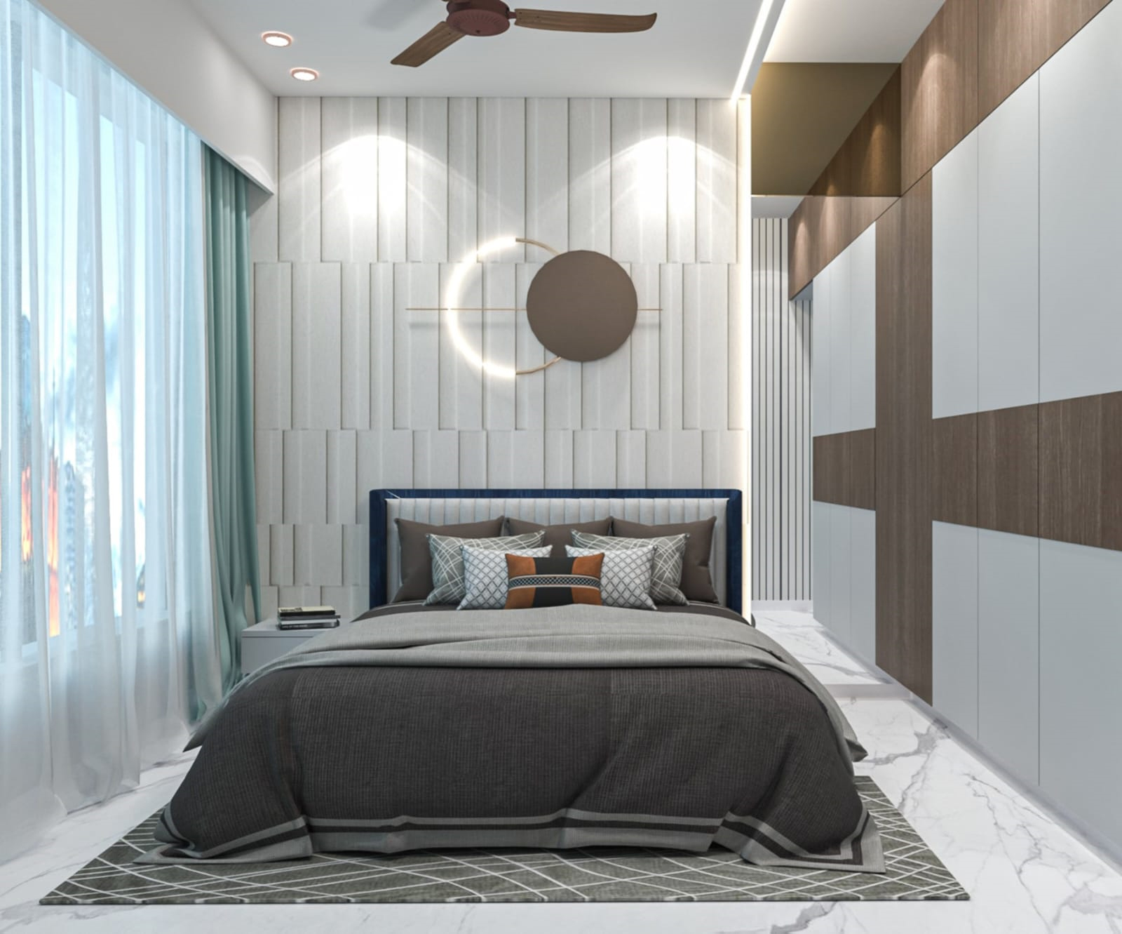 Accent wall design in ABERY Apartment bedroom